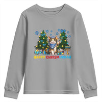 Happy Chrismukkah Youth Sweatshirt Funny Christmas Hanukkah Cat Lover Gift - Wonder Print Shop