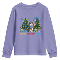 Happy Chrismukkah Youth Sweatshirt Funny Christmas Hanukkah Cat Lover Gift - Wonder Print Shop