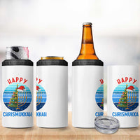 Happy Chrismukkah 4 in 1 Can Cooler Tumbler Menorah Candle Christmas Tree Holiday Jewish Gift - Wonder Print Shop