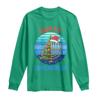 Happy Chrismukkah Long Sleeve Shirt Menorah Candle Christmas Tree Holiday Jewish Gift - Wonder Print Shop