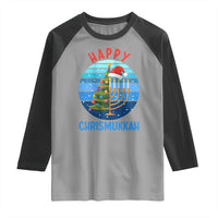 Happy Chrismukkah Raglan Shirt Menorah Candle Christmas Tree Holiday Jewish Gift - Wonder Print Shop