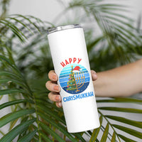 Happy Chrismukkah Skinny Tumbler Menorah Candle Christmas Tree Holiday Jewish Gift - Wonder Print Shop