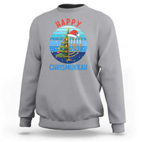 Happy Chrismukkah Sweatshirt Menorah Candle Christmas Tree Holiday Jewish Gift - Wonder Print Shop
