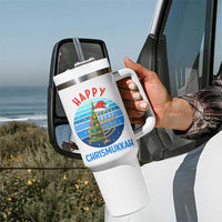 Happy Chrismukkah Tumbler With Handle Menorah Candle Christmas Tree Holiday Jewish Gift - Wonder Print Shop