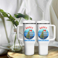 Happy Chrismukkah Tumbler With Handle Menorah Candle Christmas Tree Holiday Jewish Gift - Wonder Print Shop