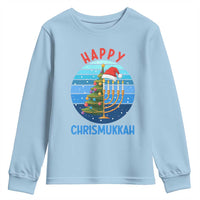 Happy Chrismukkah Youth Sweatshirt Menorah Candle Christmas Tree Holiday Jewish Gift - Wonder Print Shop