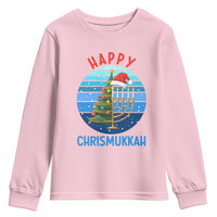 Happy Chrismukkah Youth Sweatshirt Menorah Candle Christmas Tree Holiday Jewish Gift - Wonder Print Shop