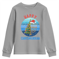 Happy Chrismukkah Youth Sweatshirt Menorah Candle Christmas Tree Holiday Jewish Gift - Wonder Print Shop