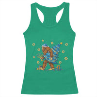 Funny Hanukkah Bigfoot Lover Jewish Holiday Gift Racerback Tank Top - Wonder Print Shop