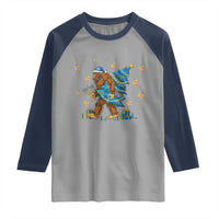 Funny Hanukkah Bigfoot Lover Jewish Holiday Gift Raglan Shirt - Wonder Print Shop