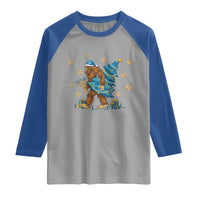 Funny Hanukkah Bigfoot Lover Jewish Holiday Gift Raglan Shirt - Wonder Print Shop