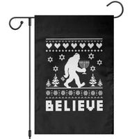 Funny Hanukkah Bigfoot Garden Flag Believe Ugly Sweater Jewish Holiday Gift - Wonder Print Shop