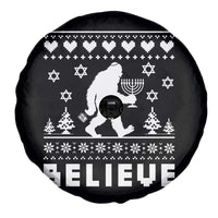 Funny Hanukkah Bigfoot Spare Tire Cover Believe Ugly Sweater Jewish Holiday Gift - Wonder Print Shop