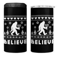 Funny Hanukkah Bigfoot 4 in 1 Can Cooler Tumbler Believe Ugly Sweater Jewish Holiday Gift - Wonder Print Shop