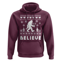 Funny Hanukkah Bigfoot Hoodie Believe Ugly Sweater Jewish Holiday Gift - Wonder Print Shop