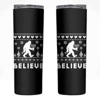 Funny Hanukkah Bigfoot Skinny Tumbler Believe Ugly Sweater Jewish Holiday Gift - Wonder Print Shop
