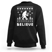 Funny Hanukkah Bigfoot Sweatshirt Believe Ugly Sweater Jewish Holiday Gift - Wonder Print Shop