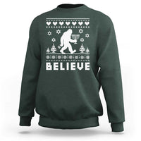 Funny Hanukkah Bigfoot Sweatshirt Believe Ugly Sweater Jewish Holiday Gift - Wonder Print Shop
