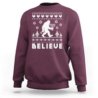 Funny Hanukkah Bigfoot Sweatshirt Believe Ugly Sweater Jewish Holiday Gift - Wonder Print Shop