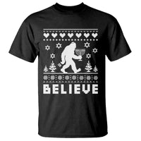 Funny Hanukkah Bigfoot T Shirt Believe Ugly Sweater Jewish Holiday Gift - Wonder Print Shop