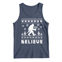 Funny Hanukkah Bigfoot Tank Top Believe Ugly Sweater Jewish Holiday Gift - Wonder Print Shop