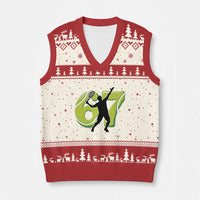 Funny Gen Z Alpha Gift V-Neck Knit Sweater Vest Six Seven Meme Tennis Lover - Wonder Print Shop