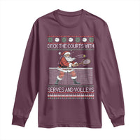 Deck The Courts With Serves And Volleys Long Sleeve Shirt Funny Tennis Ugly Christmas - Wonder Print Shop