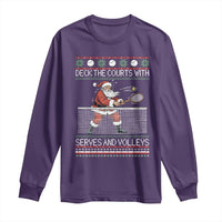 Deck The Courts With Serves And Volleys Long Sleeve Shirt Funny Tennis Ugly Christmas - Wonder Print Shop