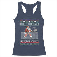 Deck The Courts With Serves And Volleys Racerback Tank Top Funny Tennis Ugly Christmas - Wonder Print Shop