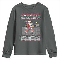 Deck The Courts With Serves And Volleys Youth Sweatshirt Funny Tennis Ugly Christmas - Wonder Print Shop
