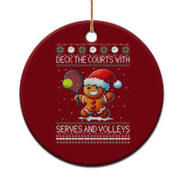 Funny Tennis Ugly Christmas Gingerbread Player Gift Ceramic Ornament Deck The Courts With Serves And Volleys - Wonder Print Shop