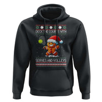 Funny Tennis Ugly Christmas Gingerbread Player Gift Hoodie Deck The Courts With Serves And Volleys - Wonder Print Shop