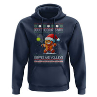 Funny Tennis Ugly Christmas Gingerbread Player Gift Hoodie Deck The Courts With Serves And Volleys - Wonder Print Shop