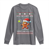 Funny Tennis Ugly Christmas Gingerbread Player Gift Long Sleeve Shirt Deck The Courts With Serves And Volleys - Wonder Print Shop