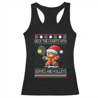Funny Tennis Ugly Christmas Gingerbread Player Gift Racerback Tank Top Deck The Courts With Serves And Volleys - Wonder Print Shop