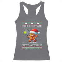 Funny Tennis Ugly Christmas Gingerbread Player Gift Racerback Tank Top Deck The Courts With Serves And Volleys - Wonder Print Shop