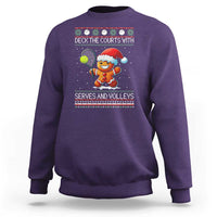 Funny Tennis Ugly Christmas Gingerbread Player Gift Sweatshirt Deck The Courts With Serves And Volleys - Wonder Print Shop