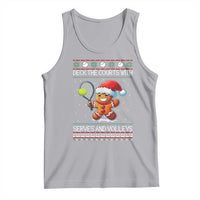 Funny Tennis Ugly Christmas Gingerbread Player Gift Tank Top Deck The Courts With Serves And Volleys - Wonder Print Shop