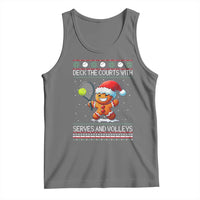 Funny Tennis Ugly Christmas Gingerbread Player Gift Tank Top Deck The Courts With Serves And Volleys - Wonder Print Shop
