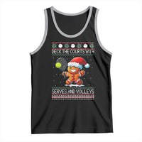 Funny Tennis Ugly Christmas Gingerbread Player Gift Tank Top Deck The Courts With Serves And Volleys - Wonder Print Shop