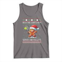 Funny Tennis Ugly Christmas Gingerbread Player Gift Tank Top Deck The Courts With Serves And Volleys - Wonder Print Shop