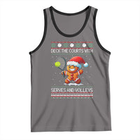 Funny Tennis Ugly Christmas Gingerbread Player Gift Tank Top Deck The Courts With Serves And Volleys - Wonder Print Shop