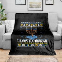 Funny Happy Hanukkah Ugly Sweater Tennis Lover Gift Throw Blanket - Wonder Print Shop