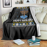 Funny Happy Hanukkah Ugly Sweater Tennis Lover Gift Throw Blanket - Wonder Print Shop