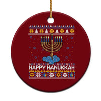 Funny Happy Hanukkah Ugly Sweater Tennis Lover Gift Ceramic Ornament - Wonder Print Shop