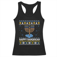 Funny Happy Hanukkah Ugly Sweater Tennis Lover Gift Racerback Tank Top - Wonder Print Shop