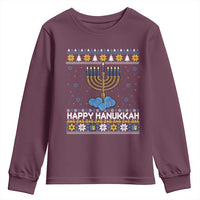 Funny Happy Hanukkah Ugly Sweater Tennis Lover Gift Youth Sweatshirt - Wonder Print Shop