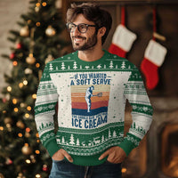 Retro Tennis Player Gift Ugly Christmas Sweater If You Wanted Soft Serve Gone For Ice Cream - Wonder Print Shop