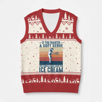 Retro Tennis Player Gift V-Neck Knit Sweater Vest If You Wanted Soft Serve Gone For Ice Cream - Wonder Print Shop