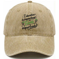 Education Is Important But Tennis Is Importanter Washed Cotton Baseball Cap Funny Tennis Player Gift